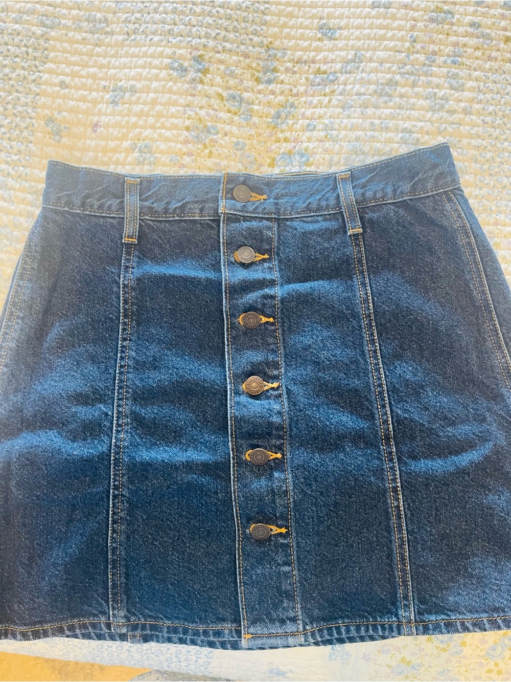 Levi's Dark Blue Button-Front Mini Denim Skirt